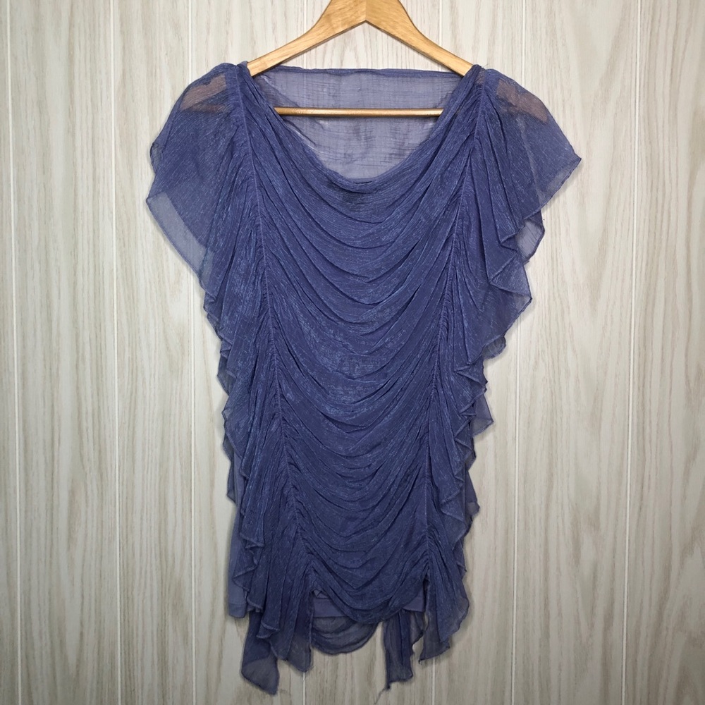 Vicinity Ruffle Lavender Blouse Cap Sleeves Sz L